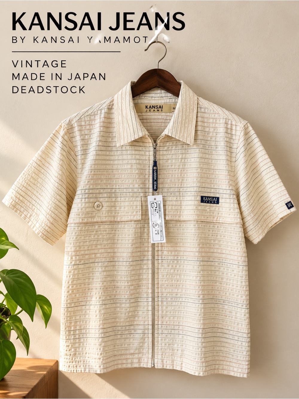 Kansai Jeans Vintage Japan Zip Shirt Jacket Deadstock NOS Mens M